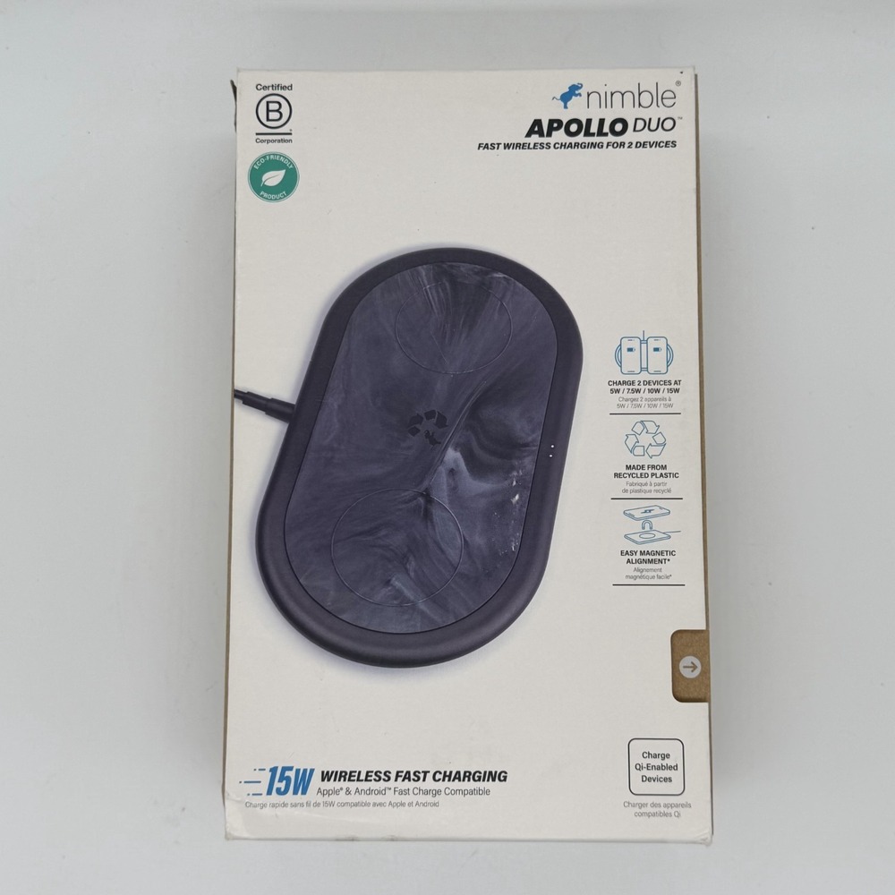 Nimble Apollo Duo Fast Wireless Charging Pad 15W for 2 Devices Apple & Android
